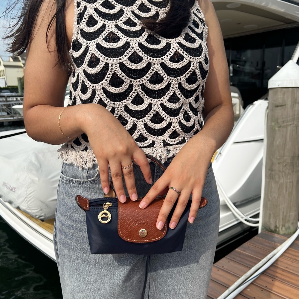 Mango Black and White Crochet Blouse